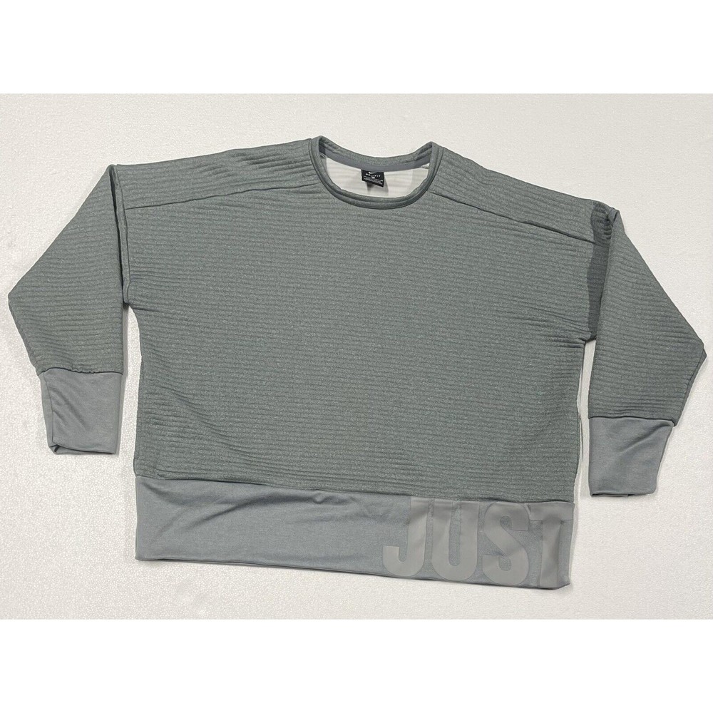 NIKE Dri Fit Women's Gray Training Crew Double Knit Top Sweatshirt Size XL